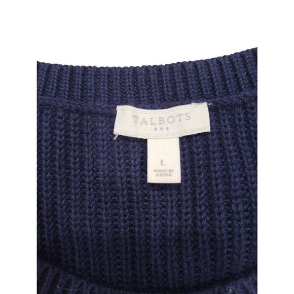 Talbots Sweater Tank Top Womens Large Blue Knit Sleeveless Round Neck Thermal - Picture 4 of 7